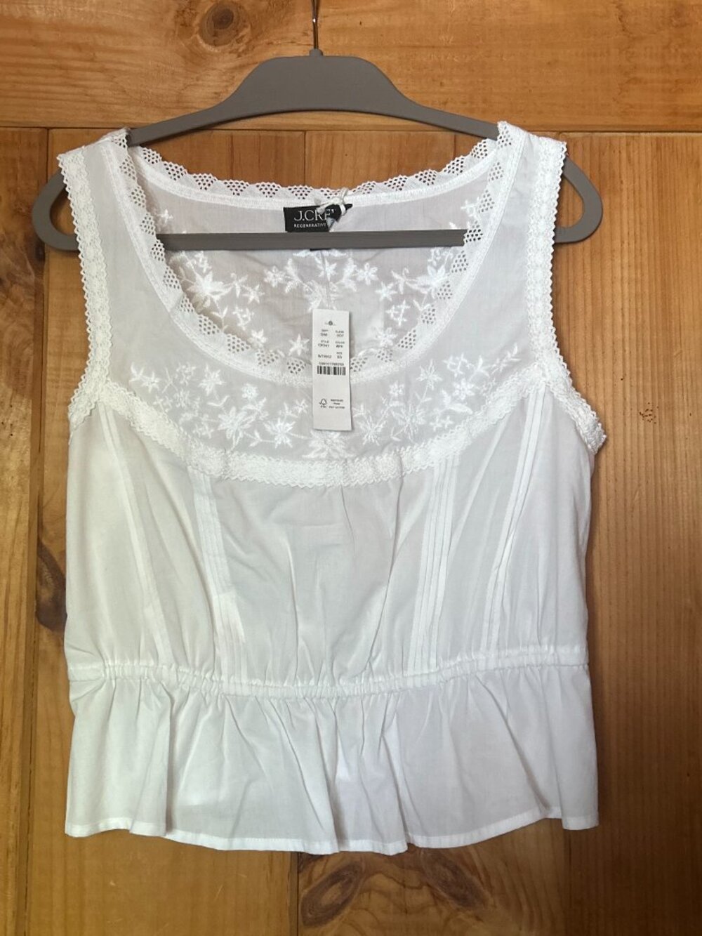 J. Crew Embroidered White Cotton Shell - Size XS - NEW with tags!
